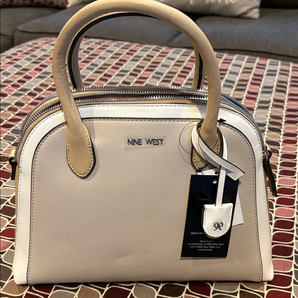 NWT Nine West Gertrude 3 Compartment Color Block Dome Satchel